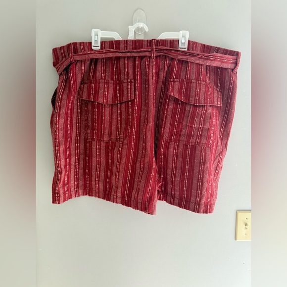 a.n.a Womens Red Striped Linen Blend Shorts SZ 3X New Pockets Elastic Belt Plus - Picture 6 of 10